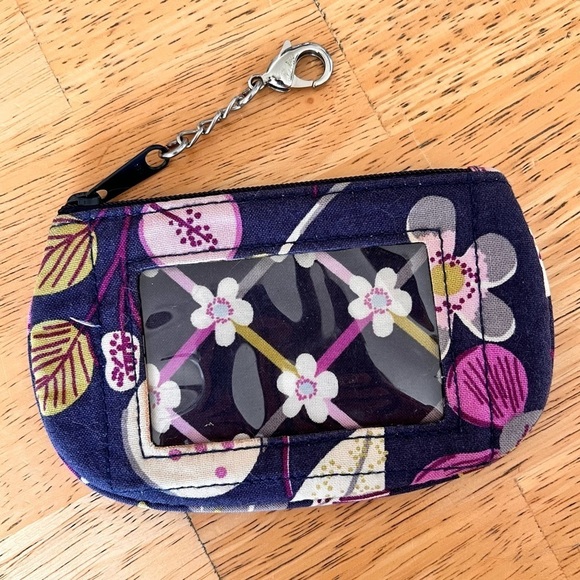 Vera Bradley Floral Nightingale Bird ID Holder Coin Purse Wallet Key Ring - Picture 7 of 7